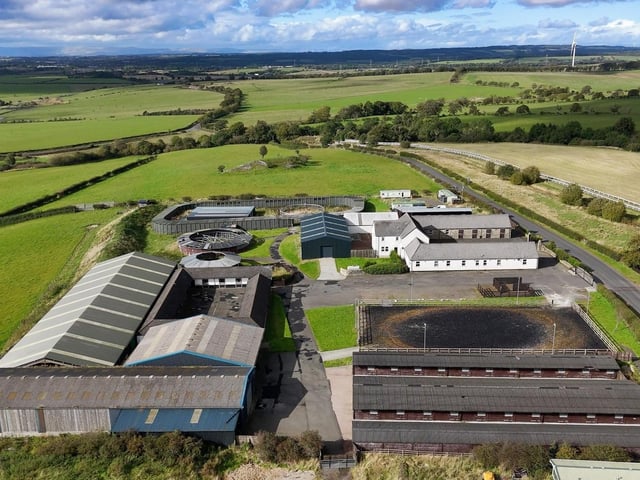 An aerial view of the Belstane Racing Stables, which is located in South Lanarkshire, about a mile from Carluke.