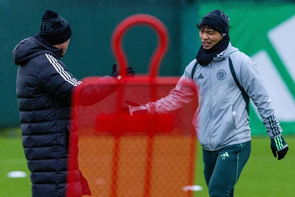 Reo Hatate was back on the Celtic training pitch but is unlikely to be out until next year.