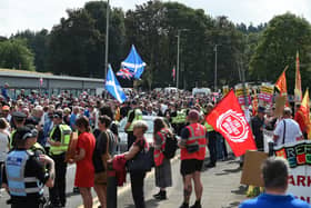 Two men were charged following Saturday's protest. Picture: Michael Gillen