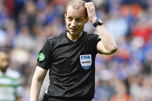 Referee Willie Collum during the cinch Premiership match between Rangers and Celtic at Ibrox.  (Photo by Rob Casey / SNS Group)