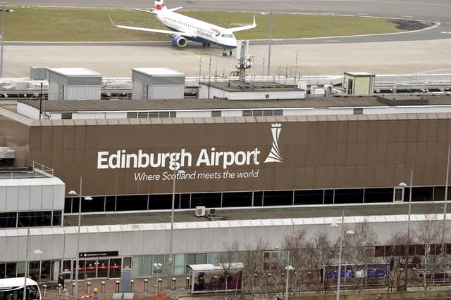 The woman has flown into Edinburgh Airport for quarantine. Picture: Lisa Ferguson