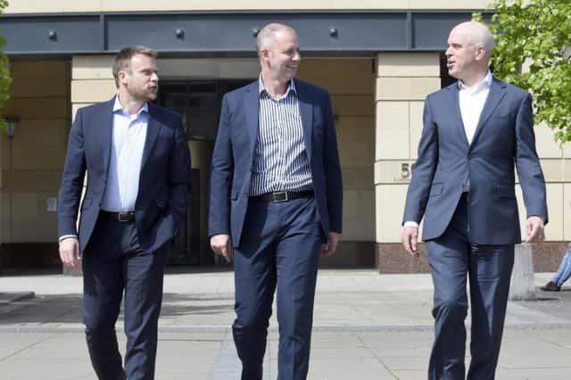 Despite the all too obvious uncertainty, fintech has had successes in 2020. Inset, from left, Stuart Murdoch, Callum Sinclair and David Goodbrand.