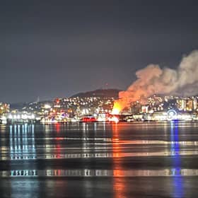 A fire broke out in Dundee city centre on Saturday evening. Picture: Niall Campbell/PA Wire