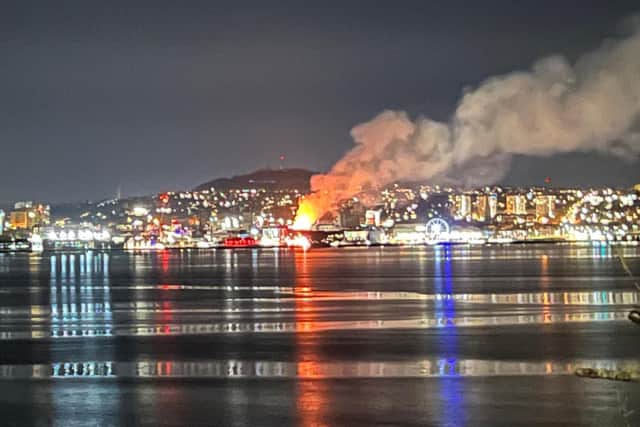 A fire broke out in Dundee city centre on Saturday evening. Picture: Niall Campbell/PA Wire