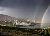 MV Hebrides docks at Tarbert, Harris, Outer Hebrides