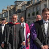 Ryder Cup legend Sam Torrance takes part in the traditional procession of the new University of St Andrews Graduates. Picture: University of St Andrews