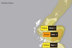The Met Office warning highlights that 70-100mm of rain will fall widely across the area.