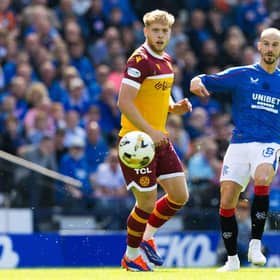 Vaclav Cerny scores on his first Rangers start make it 2-1 over Motherwell at Hampden. (Photo by Craig Williamson / SNS Group)