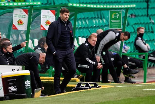 Steven Gerrard is hoping to replicate the outcome of the first Old Firm game of the season last October when Rangers won 2-0 at Celtic Park. (Photo by Alan Harvey / SNS Group)