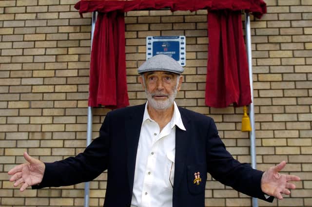 Sir Sean Connery unveiling a plaque to mark the site of his birthplace in Fountainbridge in 2010. Picture: Jane Barlow