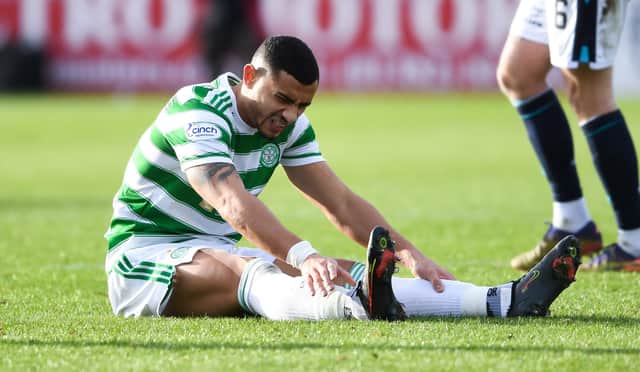 Celtic's Giorgos Giakoumakis has endured an injury-beset first six months of the club. (Photo by Ross MacDonald / SNS Group)