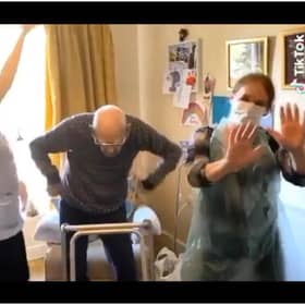 Percy Mann was filmed performing the lively routine during lockdown at Whitecraigs Care Home in Glasgow.