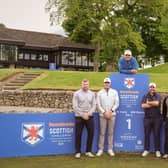 Paul Lawrie poses for a picture at Newmachar with one of the pro-am teams for the Farmfoods Scottish Challenge supported by The R&A. Picture: Five Star Sports Agency