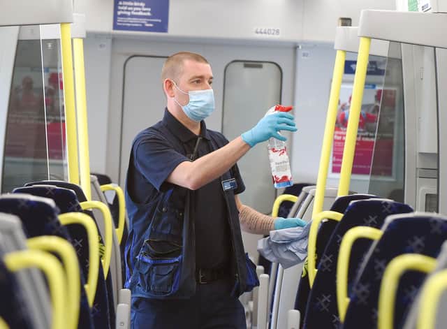 Face coverings have been compulsory aboard trains since last June. Picture: Lisa Ferguson