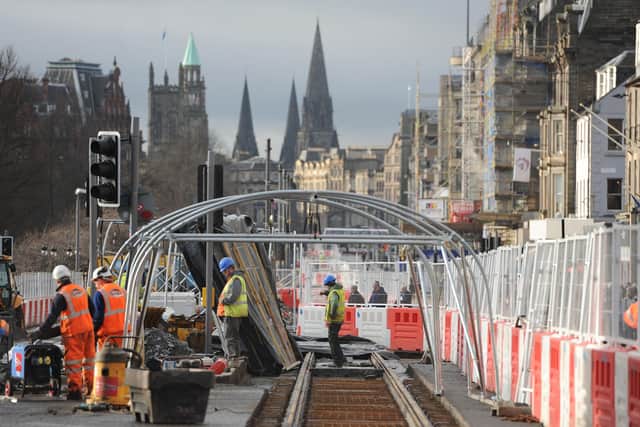 The original Edinburgh Trams works taking place on Princes Street. Picture: Neil Hanna