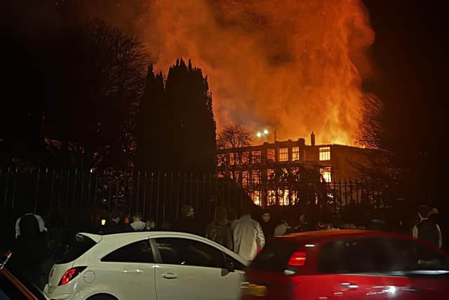 An image of the fire that broke out in Dundee city centre on Saturday evening. Picture: Katie Evans/PA Wire