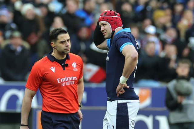 Grant Gilchrist was sent off during Scotland's defeat by France.