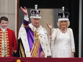 King Charles III and Queen Camilla on the balcony of Buckingham Palace, London, following the coronation.
