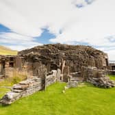 Midhowe Broch on Rousay , which dates from the Iron Age, will be surveyed this week for damage caused by extreme weather patterns and climate change. PIC: Michael N Maggs/CC.
