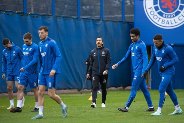 Rangers train ahead of Tuesday's match against Ajax at Ibrox.