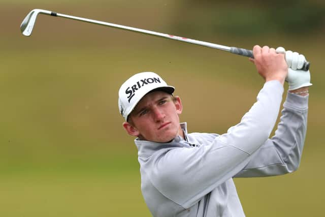 Calum Scott in action during a Great Britain & Ireland squad session at St Andrews last week for the Walker Cup, which is being played on the Old Course on 2-3 September. Picture: Luke Walker/R&A/R&A via Getty Images.