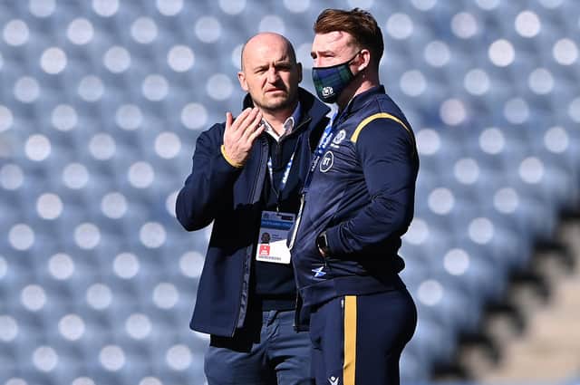 Scotland head coach Gregor Townsend with captain Stuart Hogg. Picture: Stu Forster/Getty Images