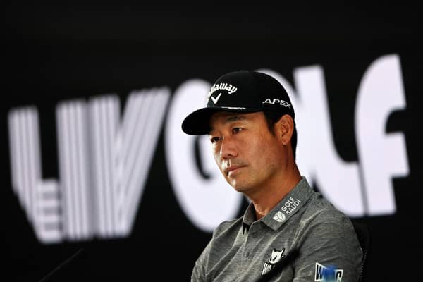 US golfer Kevin Na attends a press conference ahead of the LIV Golf Invitational Series event at The Centurion Club in St Albans. (Photo by ADRIAN DENNIS/AFP via Getty Images)
