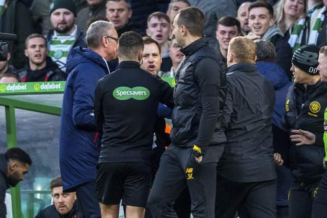 Celtic John Kennedy remains as non-plussed now as he appeared in 2019 when Rangers assistant Michael Beale shouting in his direction was presented as a spat.(Photo by Bill Murray / SNS Group)