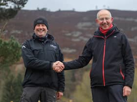 Ronnie Grant of Apex Tubulars (left) with The River Dee Trust’s Chair, Sandy Bremner.