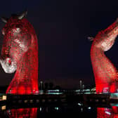 The Kelpies lit up red for the poppy appeal in 2022