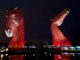 The Kelpies lit up red for the poppy appeal in 2022