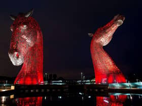 The Kelpies lit up red for the poppy appeal in 2022