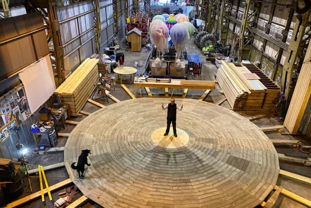 Under construction: The Wall of Death has been made from scaffolding boards and pine decking with around 4,700 working hours put into the project over lockdown.