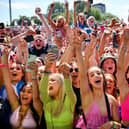 Festival goers watch Example perform on the main stage during TRNSMT 2022.