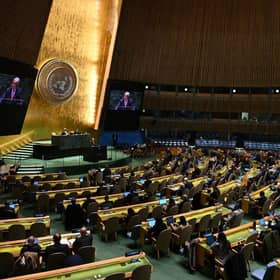 United Nations Secretary-General Antonio Guterres addresses the UN General Assembly at the organisation's headquarters in New York City (Picture: Angela Weiss/AFP via Getty Images)