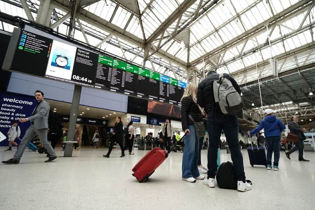 Passengers at Waterloo Station in central London, as members of the drivers' union Aslef go on strike. Picture: Jordan Pettitt/PA Wire