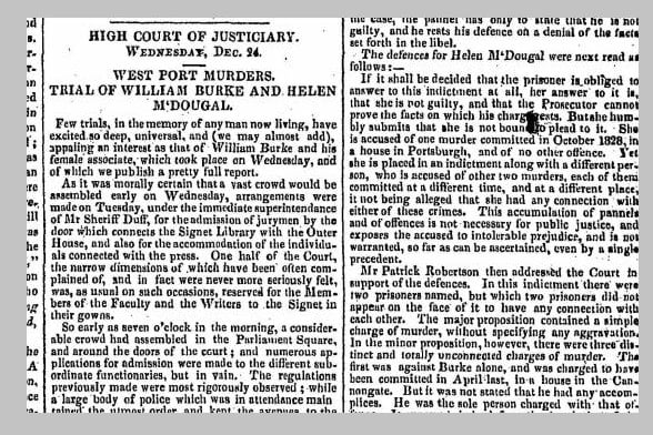 The trial of William Burke, December 27, 1828