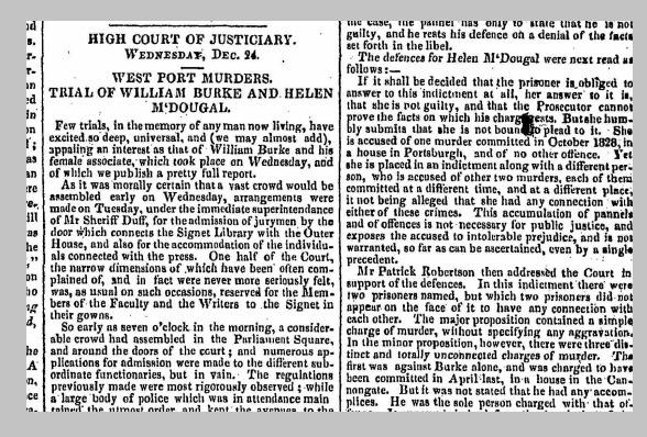 The trial of William Burke, December 27, 1828
