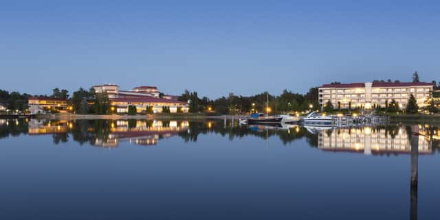 A waterside view of Naantali Spa Hotel, Naantali, Finland. Pic: Jarno Terho