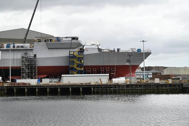 HMS Glasgow, under construction on the Clyde, is the first Type 26 frigate to be built for the Royal Navy (Picture: John Devlin)