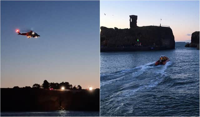 Dunbar’s RNLI volunteers broke off from a first aid care training course to deal with a real life casualty in challenging circumstances on Friday.