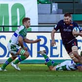 Nick Haining set up Edinburgh's second try with an impressive break.  (Photo by Luca Sighinolfi/INPHO/Shutterstock)