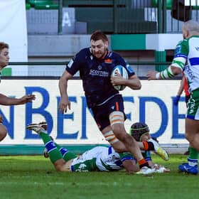 Nick Haining set up Edinburgh's second try with an impressive break.  (Photo by Luca Sighinolfi/INPHO/Shutterstock)