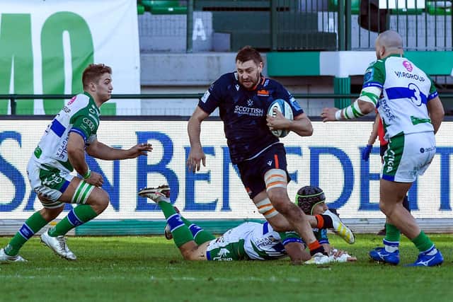 Nick Haining set up Edinburgh's second try with an impressive break. (Photo by Luca Sighinolfi/INPHO/Shutterstock)