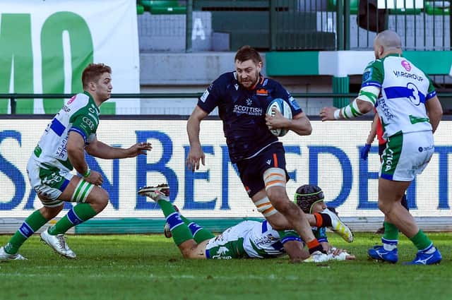 Nick Haining set up Edinburgh's second try with an impressive break. (Photo by Luca Sighinolfi/INPHO/Shutterstock)