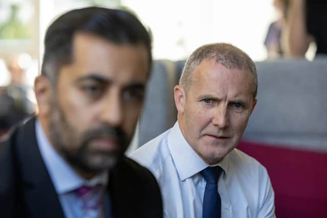 Health Secretary Michael Matheson during a visit to the Thistle Foundation in Edinburgh with First Minister Humza Yousaf