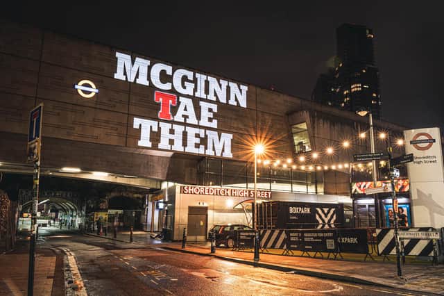 The pro-Scotland slogan visible on Shoreditch High Street. Picture: Contributed