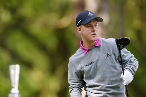 Brendan Lawlor watches a tee shot in his second round of the inaugural G4D Open on the Duchess Course at Woburn Golf Club. Picture: Alex Burstow/R&A/R&A via Getty Images.