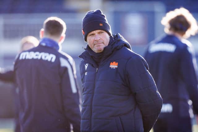 Edinburgh head coach Sean Everitt casts an eye over training this week ahead of the trip to Scarlets. (Photo by Ross Parker / SNS Group)
