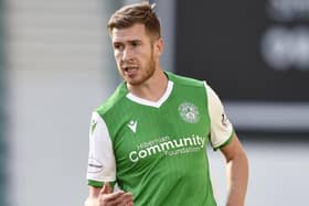 Josh Vela, in action for Hibernian in July 2019, is 'set to sign' for Celtic legend Scott Brown at Fleetwood Town.